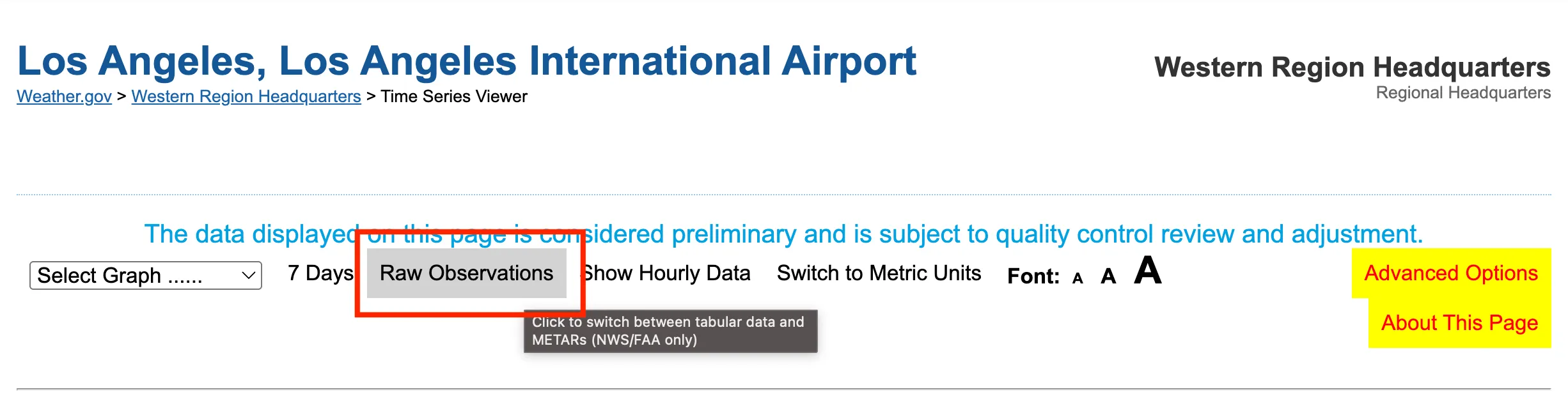 Example of raw NWS one-minute observation feed