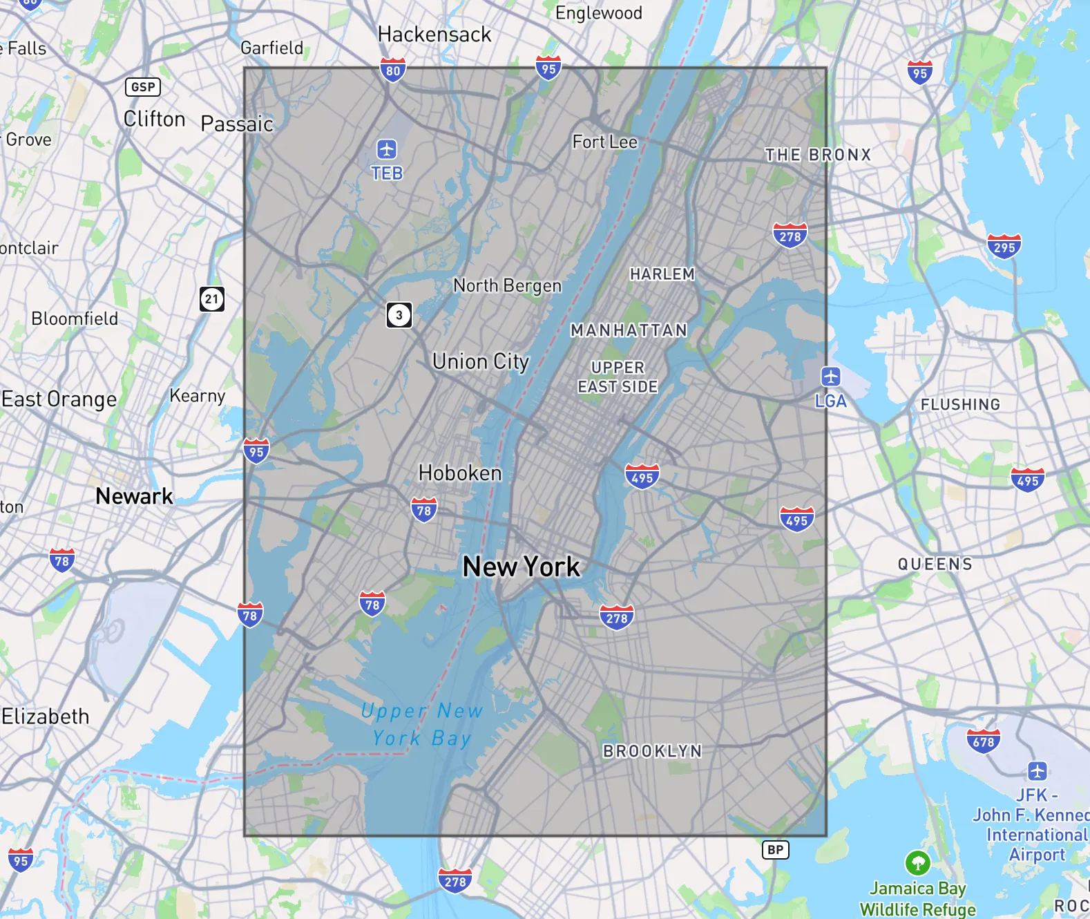 0.25° forecast grid over New York City