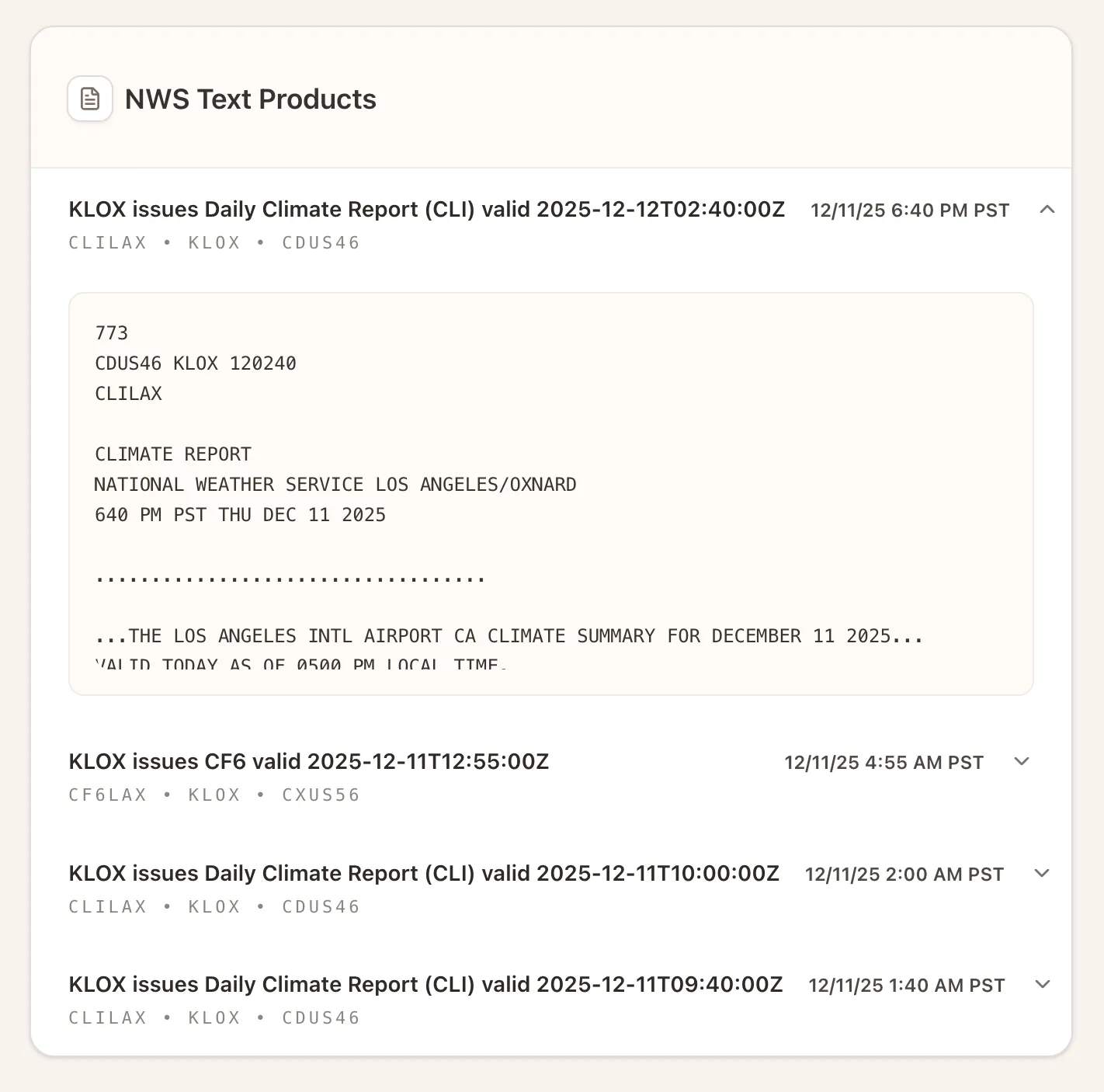 Climate Sight weather chart tooltip