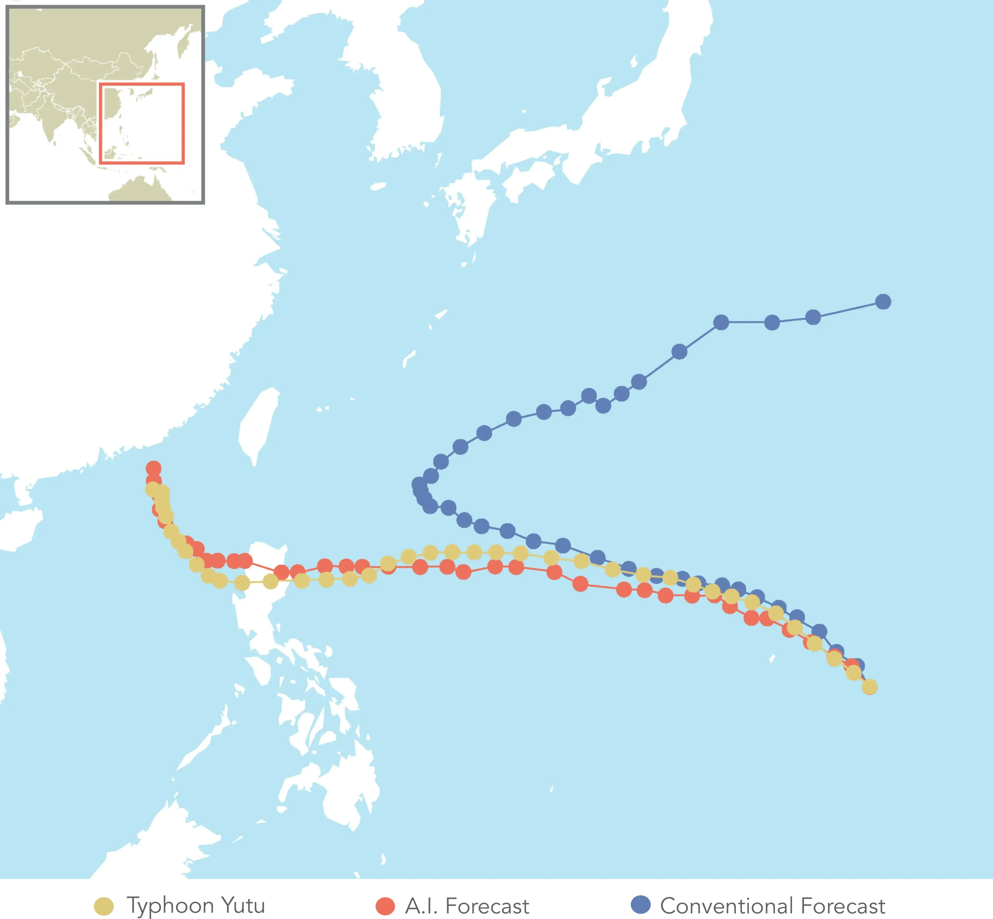 Google WeatherNext2 Typhoon Yutu Path Prediction